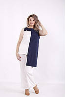 Біло-синій костюм жіночий брючний літній великого розміру 42-74. 01540-2