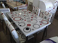 Раскладной стол обеденный кухонный комплект стол и стулья 3D 3д "Круги цветные" стекло 70*110 Лотос-М Mobilgen