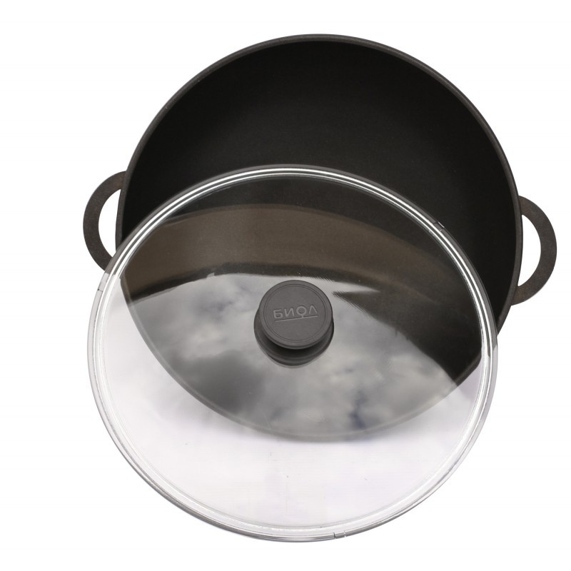 Сковорода Wok БІОЛ (4,5л. 300 мм) з антипригарним покриттям, литими ручками, скляною кришкою 3003ПС, фото 1