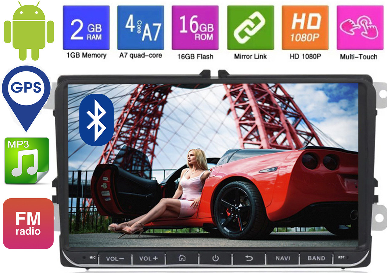 Штатна магнітола Pioneer для Volkswagen Passat B6/B7/CC/Caddy/Tiguan/Jetta/Polo, Skoda,Seat, Android, GPS, 9'