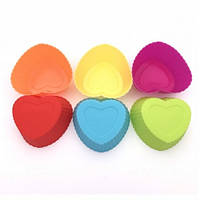 Набор силиконовых форм для выпечки кексов "Сердце" (набор 6шт)
