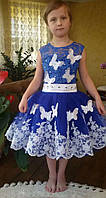 Короткое синее детское платье "Папийьон"