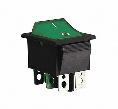 Перемикач KCD2-202N G/B 220V 1 кнопка з підсвічуванням зелений Ny95500774, фото 1