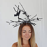 Корона з гілок з павутинням та павуками – аксесуар для дорослих на Хеловін, фото 7