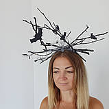 Корона з гілок з павутинням та павуками – аксесуар для дорослих на Хеловін, фото 6