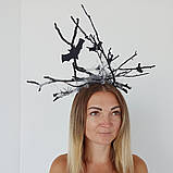 Корона з гілок з павутинням та павуками – аксесуар для дорослих на Хеловін, фото 4