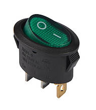 Перемикач KCD1-9-101N G/B 220V 1 кнопка зелена овал з підсвічуванням TNSy5500755