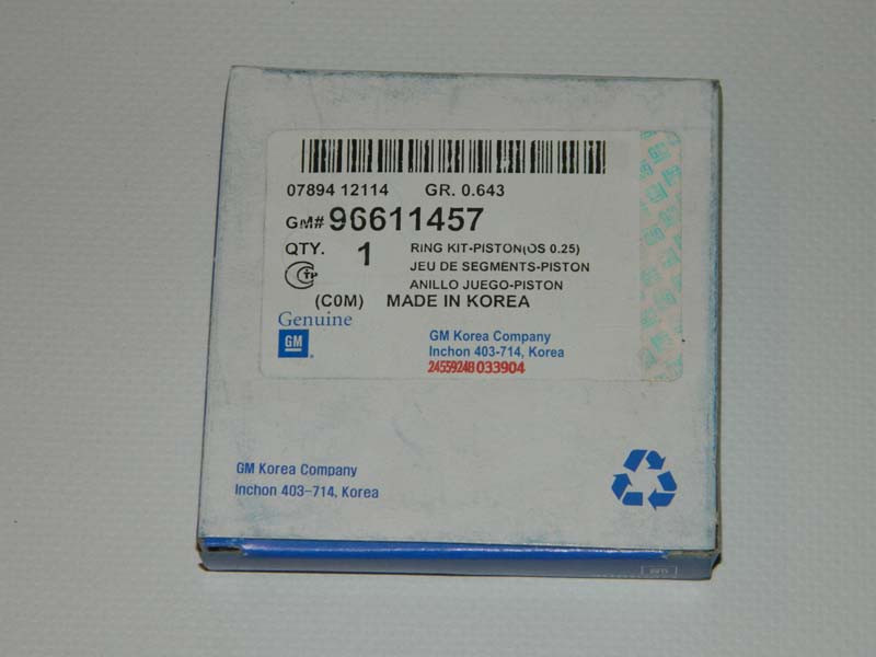 Комплект поршневих кілець 0,25 MATIZ II 0,8 GM Корея (ориг)
