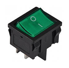 Перемикач KCD1-6-201N G/B 220V 1 кнопка з підсвічуванням зелений TNSy5500731
