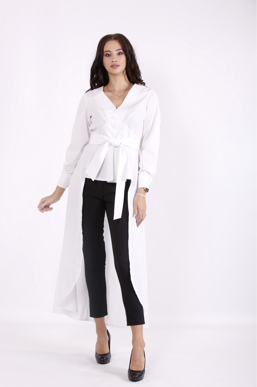 Біла блузка-туніка стильна молодіжна великого розміру 42-74. 01568-1