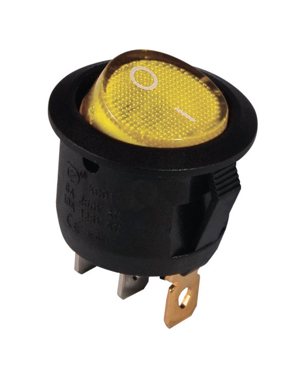 Перемикач KCD1-5-101N Y/B 220V 1 кнопка жовта кругла з підсвічуванням TNSy5500720