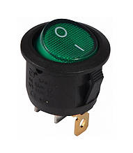 Перемикач KCD1-5-101N G/B 220V 1 кнопка зелена кругла з підсвічуванням TNSy5500718