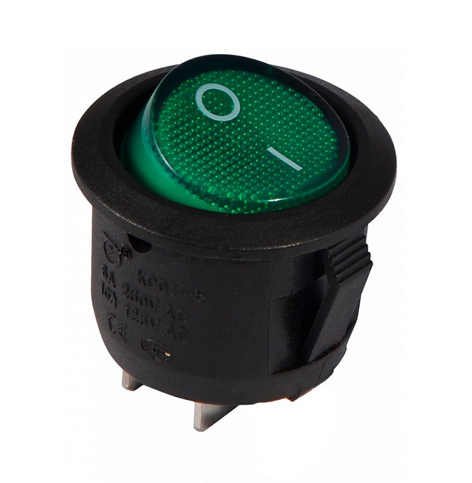 Перемикач KCD1-5-102 G/B 1 кнопка зелена кругла TNSy5500712