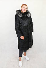 Шуба-трансформер із хутра нутрії натуральна, чорна