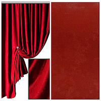 Ткань для штор портьер и декора велюр софт цвет красный