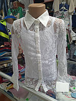 Біла шкільна блузка сорочка для дівчинки підлітка розмір 146 152 158