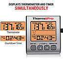 Термометр для м'яса, молока, духовки тощо ThermoPro TP-16S (-10 °C-300 °C) з таймером, магнітом і підсвіткою, фото 4