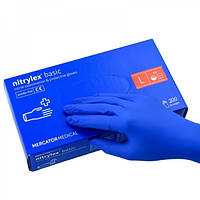 Перчатки синие Nitrylex basic нитриловые неопудренные L 200 штук (100 пар в упаковке) RD30084004