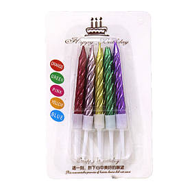 Набір свічок для торта "Rainbow", mix 5, 10шт/упак., 1283DSCN