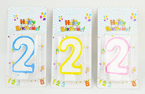 Свічки для торта "Цифра " 2", mix, 5151-2