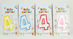 Свічки для торта "Цифра 4", mix, 5151-4