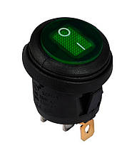 Перемикач KCD1-8-101WN G/B 220V 1 кл зелена круглий вологозахист з підсвічуванням TNSy5500754