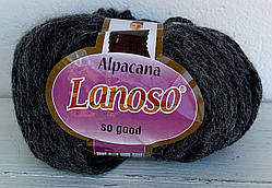 Lanoso ALPACANA (Альпакана) № 3026 темно-сірий (Вовняна пряжа альпака з акрилом, нитки для в'язання)