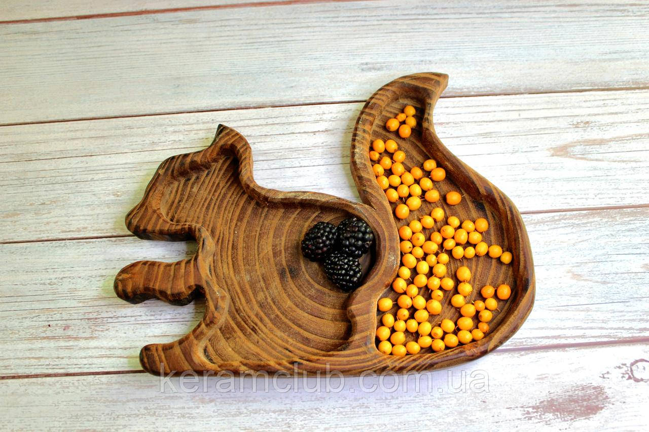 Дерев'яна менажниця з маслини "Білочка" 27х21 см, фото 1