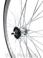 Колесо велосипеда заднее ДЕСНА 24 в сборе втулка ХВЗ, спица 2 мм, обод, покрышка, камера