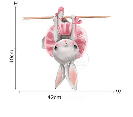 Вінілові наклейки на стіну Зайка балерина (лист 29 х 44 см) Б182-3, фото 2
