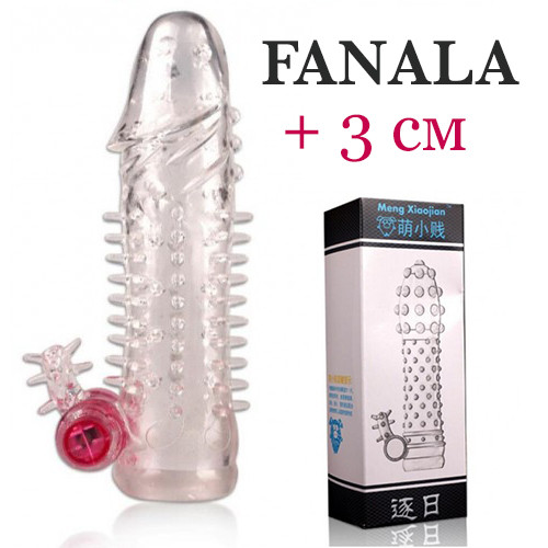 Насадка на пеніс з вібрацією Fanala Crystal з пухирцями і вібратором для клітора