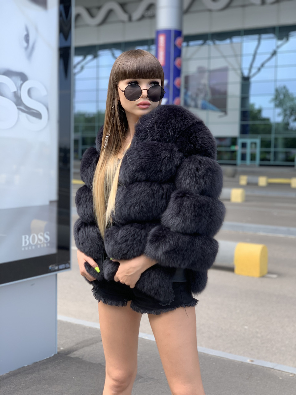 Шуба з фінського песця графіт