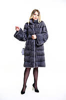 Шуба жіноча з норки поперечка стійка колір Graffit