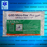 Шприци інсулінові BD Micro-Fine Plus Demi 0.3 мл (США, Нью-Джерсі)