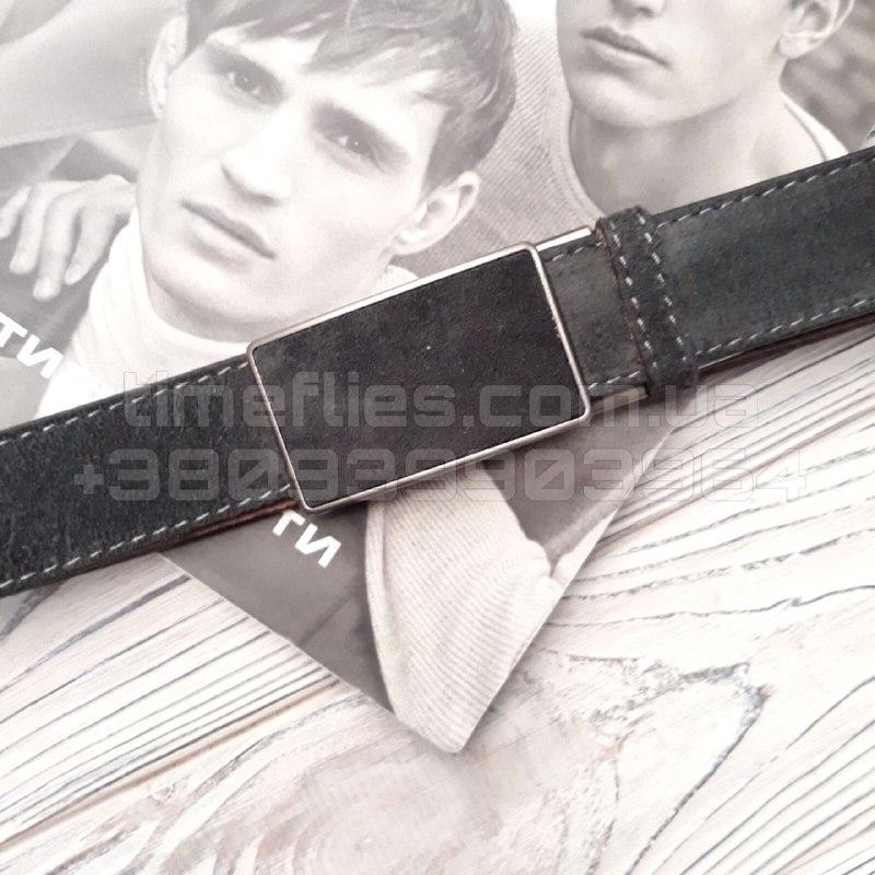 Замшевий ремінь із пряжкою затискачем Сірий