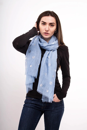Тонкий шарф Fashion Асія з віскози 180*80 см блакитний, фото 4