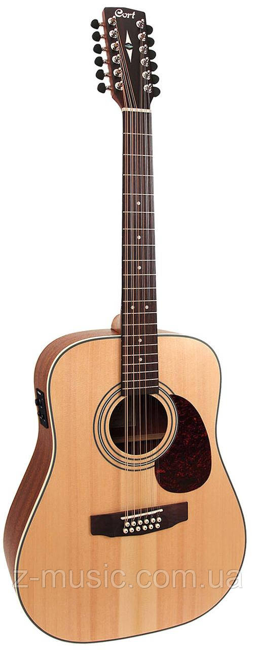 Гітара електроакустична CORT EARTH 70-12E (Natural Satin) + поріжок, затискач, скарбничка та 2 медіатори