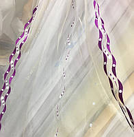 Тюль шифон с фиолетовым рисунком