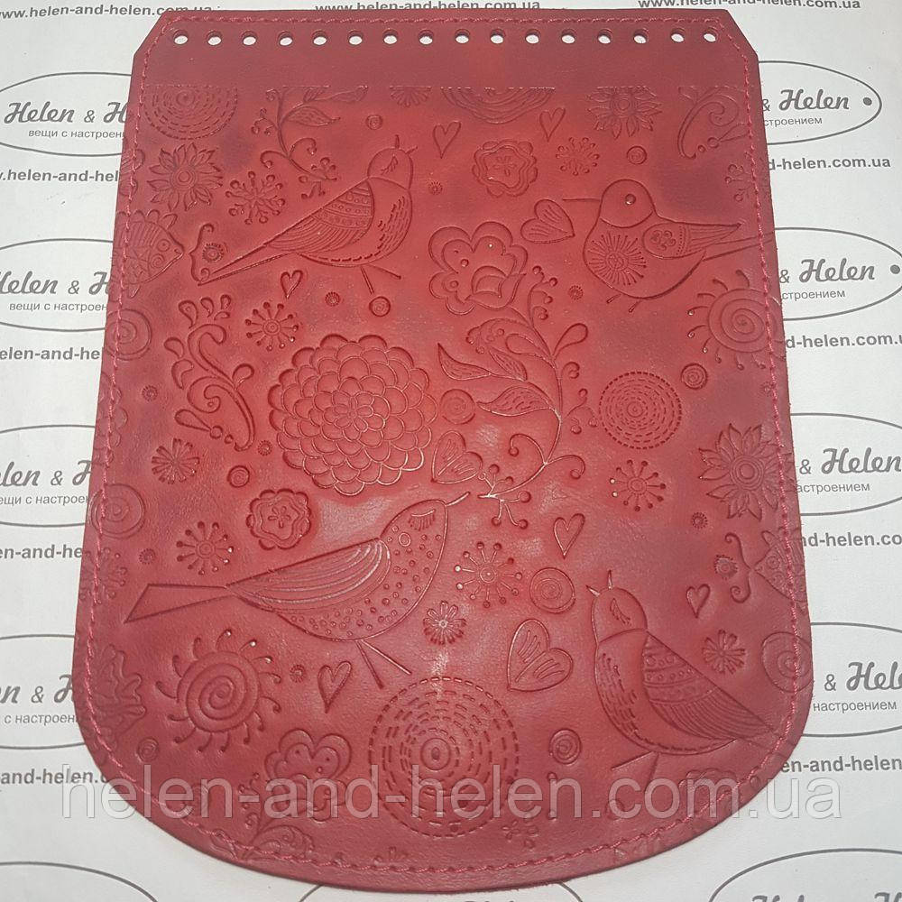 Клапан для міні сумочки 12*18. "Пташки". Колір "Червоний", фото 1