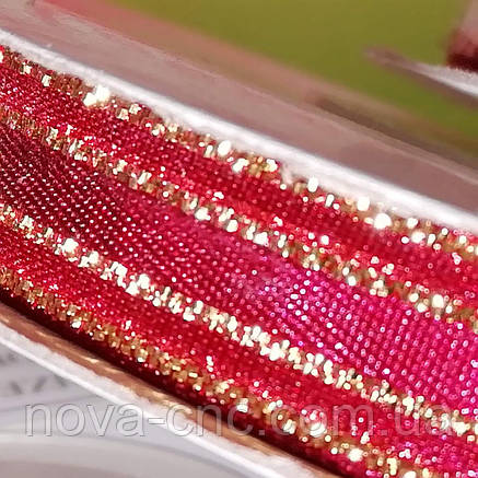 Стрічки атлас, люрикс, капрон 1 см бордовий 23 м, фото 2