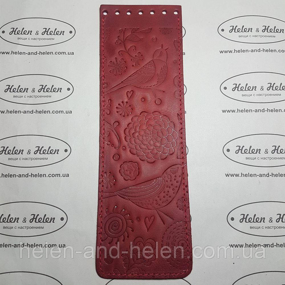 Клапан сумки вузький. "Пташки". Колір "Червоний", фото 1