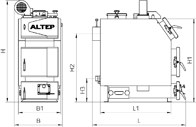 Габаритные размеры котел АЛЬТЕП TRIO UNI PLUS 14 кВт Фото-1