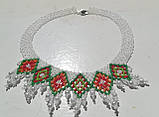 Оригінальне кольє з бісеру ручної роботи | Етнічна прикраса з квітковим візерунком, фото 5