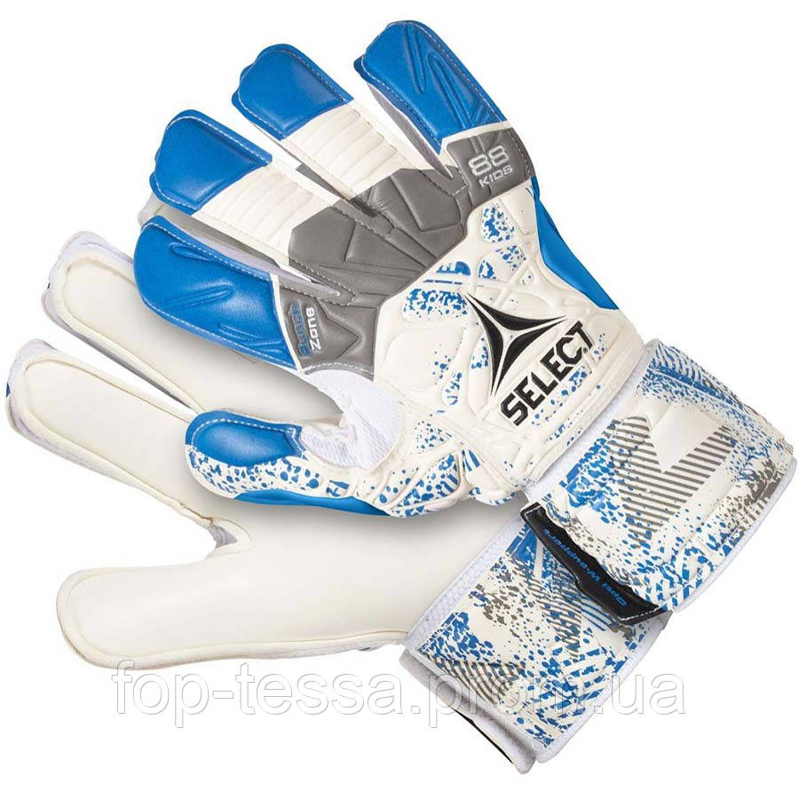 Дитячі воротарські рукавиці SELECT GOALKEEPER GLOVES 88 KIDS, (304) біл/син р. 7