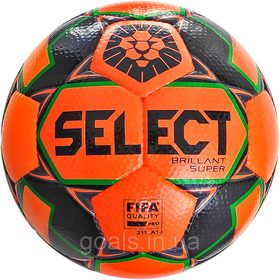 М'яч футбольний SELECT Brillant Super FIFA PFL (015) оранж/сірий р. 5