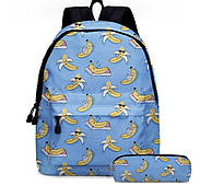Рюкзак з пеналом блакитний Банани