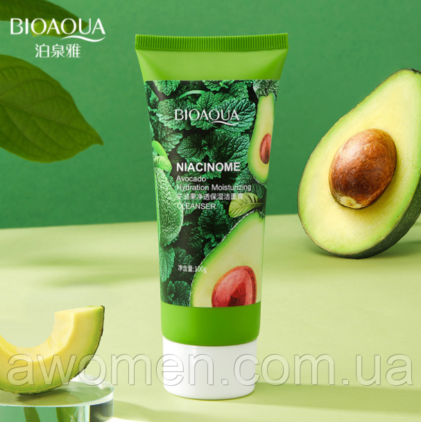 Уценка! Пінка для вмивання Bioaqua Niacinome Avocado з екстрактом авокадо 100 g (М'ята коробка)