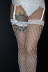 Жіноча нижня білизна, еротичний білий мереживний комплект з панчохами комплект для нареченої S/M, фото 4