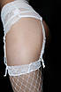 Жіноча нижня білизна, еротичний білий мереживний комплект з панчохами комплект для нареченої S/M, фото 7