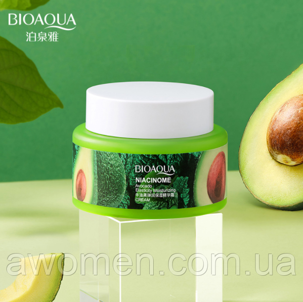 Уценка! Зволожувальний крем для обличчя Bioaqua Niocinome Avokado з екстрактом авокадо 50 g (м'ята коробка)